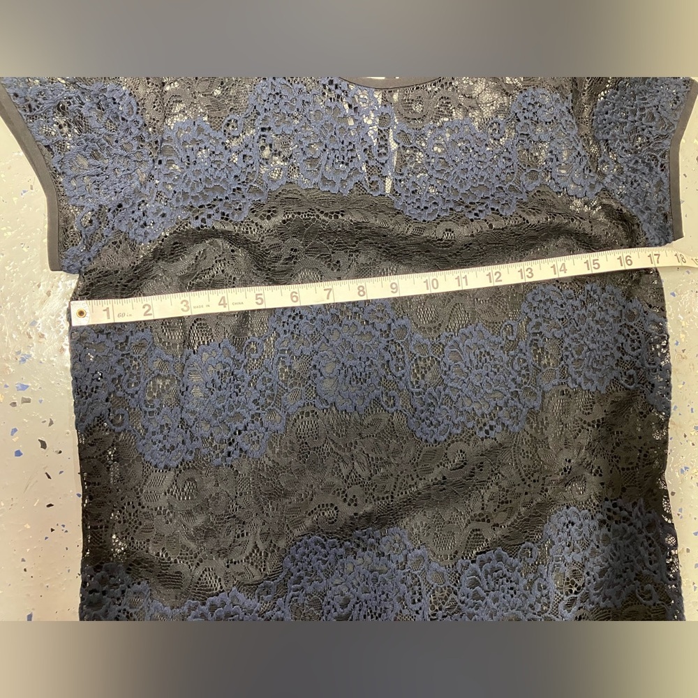 Ann Taylor Loft Lace Shift Dress Mini Black and Blue Size 4 - Picture 13 of 14